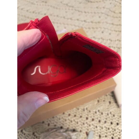 Womens Sugar Red Smooth Wide Width Ankle Boots Size 9W With 2-Inch Block Heel‎ - Picture 10 of 16
